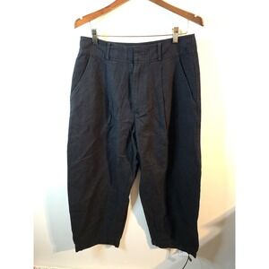 APIECE APART Bari Crop Trouser Barrel Pant - Black SZ 12 Linen Organic Cotton